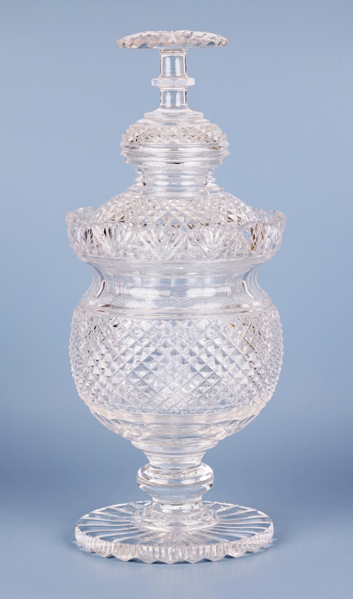 Regency Cut Glass Lidded Pedestal Jar For Sale 13