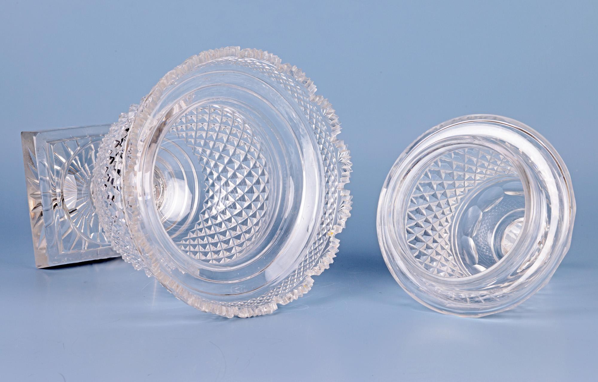 Early 19th Century Regency Cut Glass Lidded Pedestal Jar For Sale