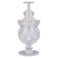 Antique Regency Cut Glass Lidded Pedestal Jar