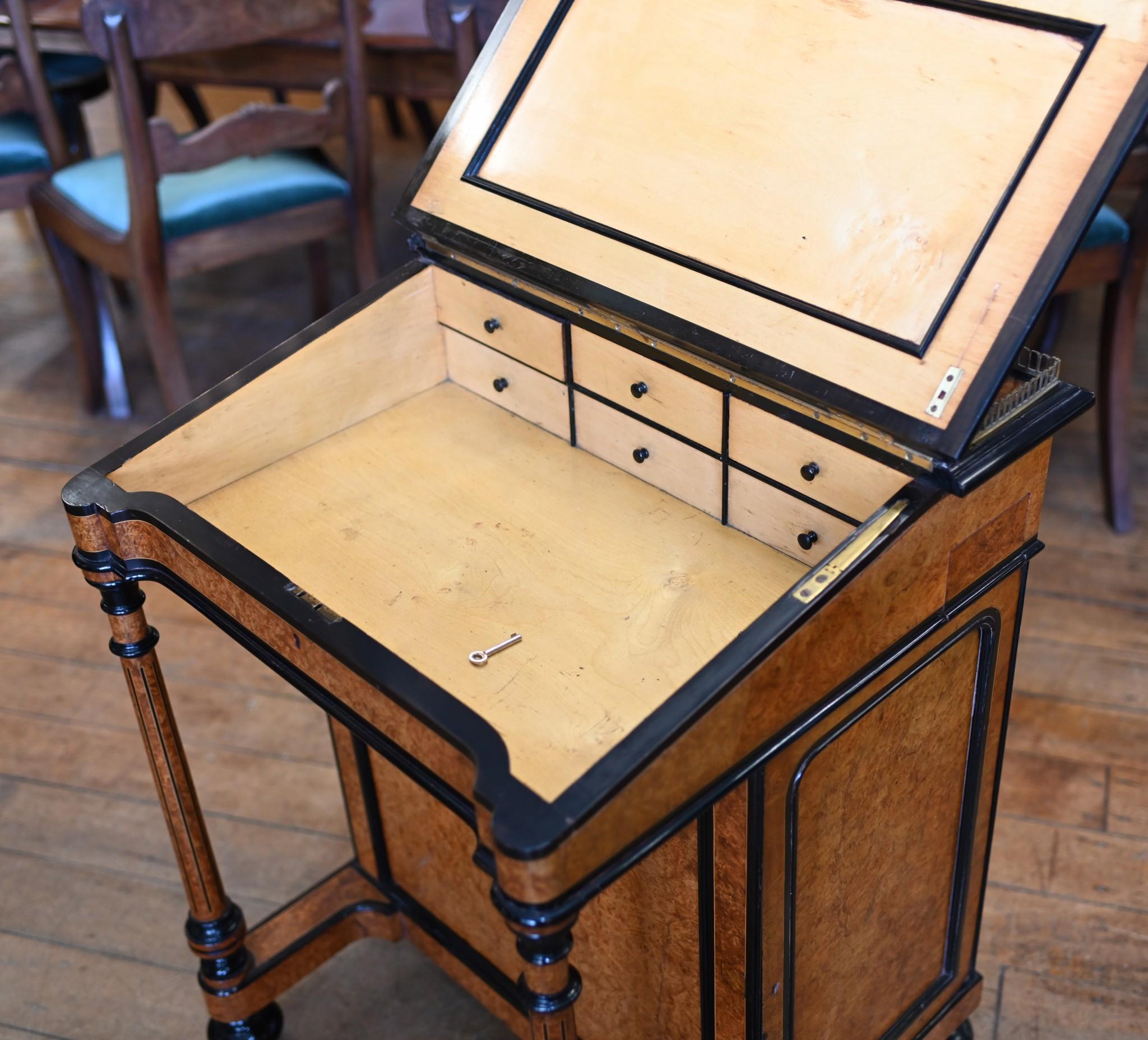 Regency Davenport Desk Burr Walnut Ebonized For Sale 4