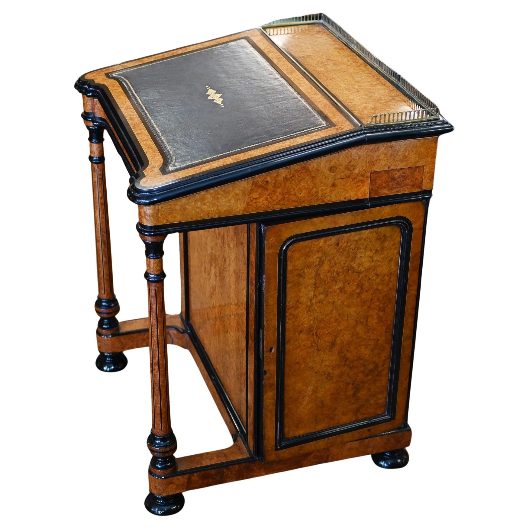 Regency Davenport Desk Burr Walnut Ebonized