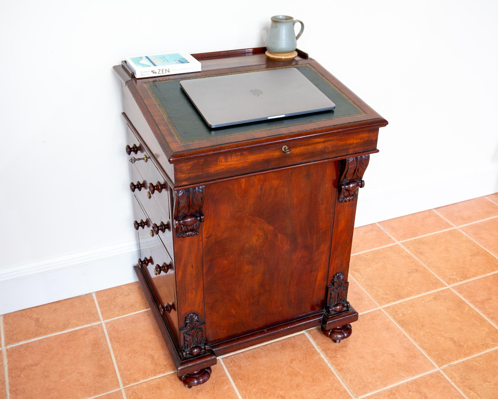 Regency Davenport Desk Flame Mahogany 1830s Georgian Freemans Fine Country House For Sale 3