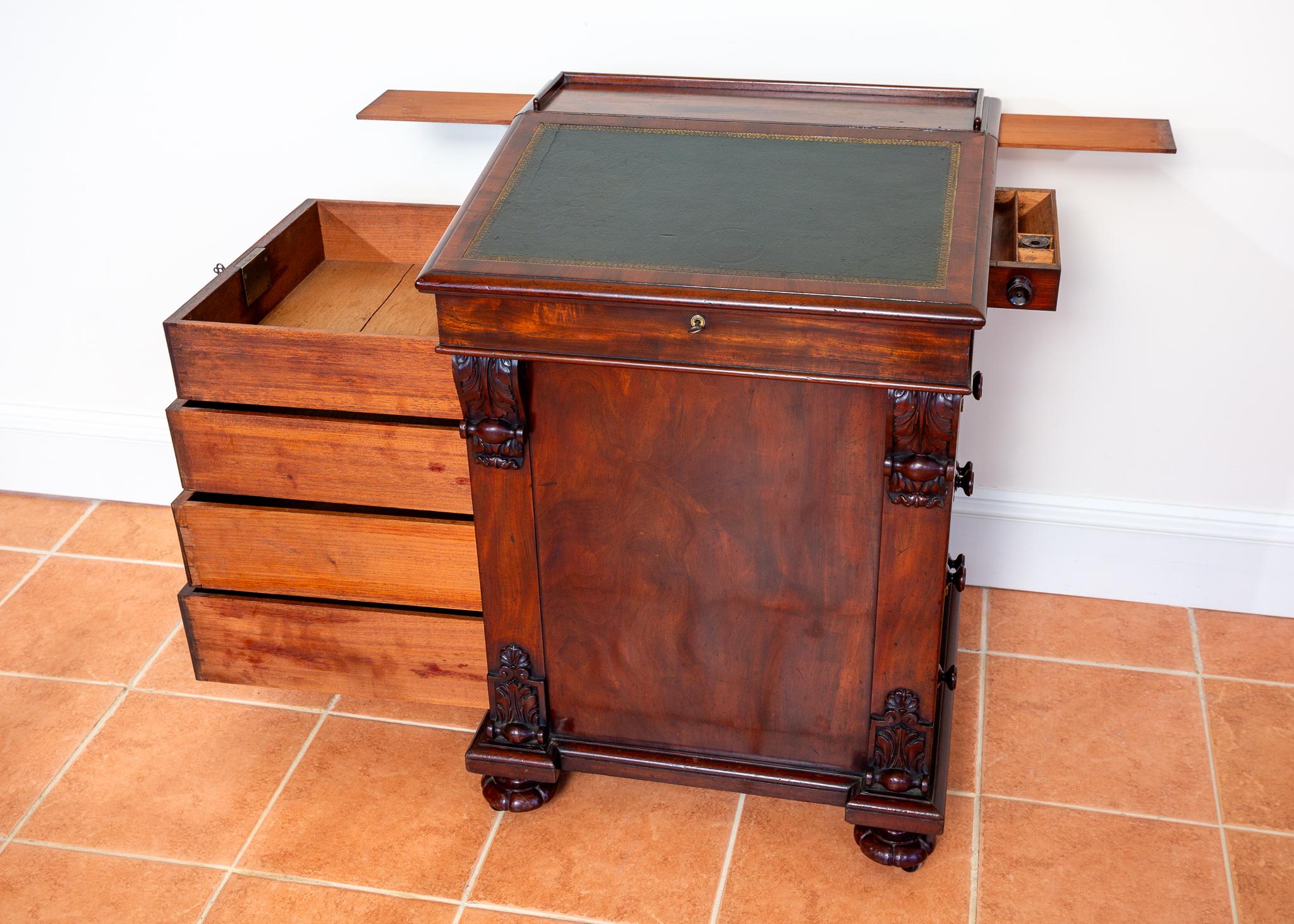 Regency Davenport Desk Flame Mahogany 1830s Georgian Freemans Fine Country House For Sale 4