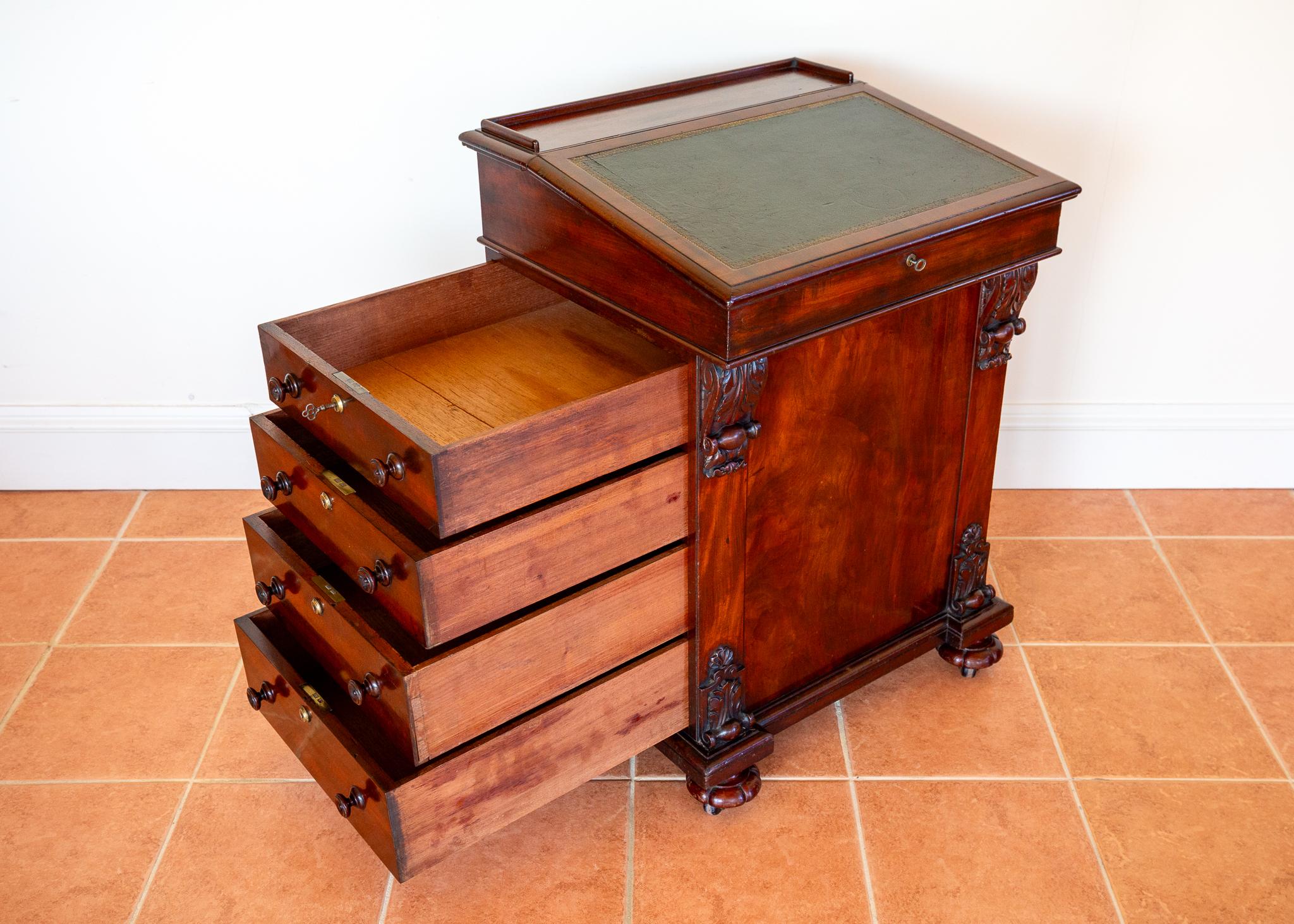 Regency Davenport Desk Flame Mahogany 1830s Georgian Freemans Fine Country House For Sale 7