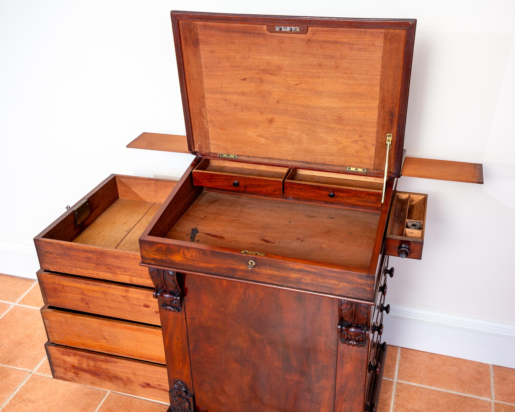 Regency Davenport Desk Flame Mahogany 1830s Georgian Freemans Fine Country House For Sale 10