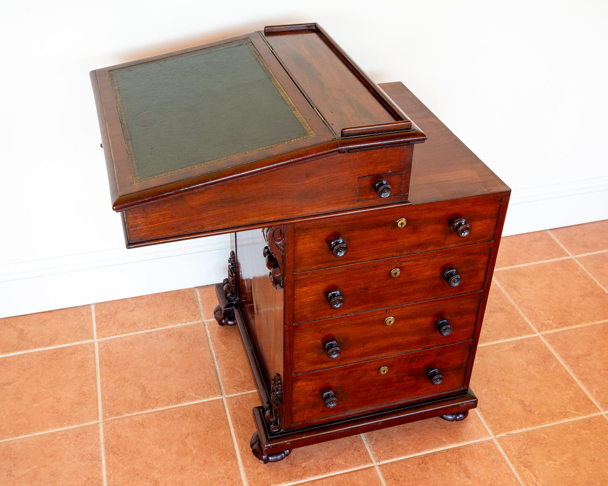 Regency Davenport Desk Flame Mahogany 1830s Georgian Freemans Fine Country House For Sale 11