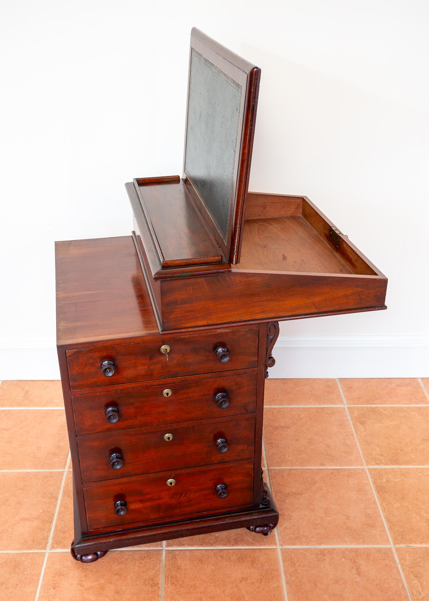British Regency Davenport Desk Flame Mahogany 1830s Georgian Freemans Fine Country House For Sale