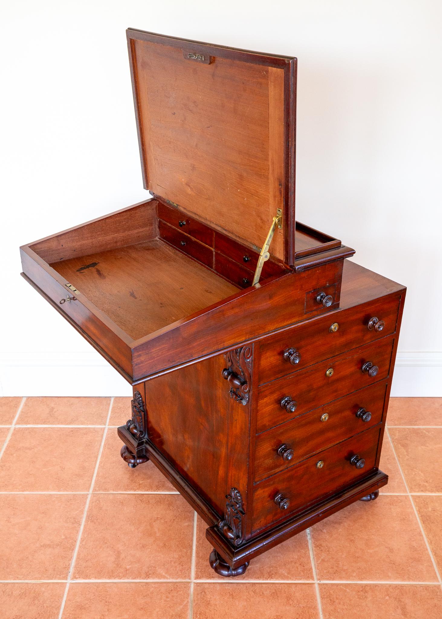 Regency Davenport Desk Flame Mahogany 1830s Georgian Freemans Fine Country House For Sale 1
