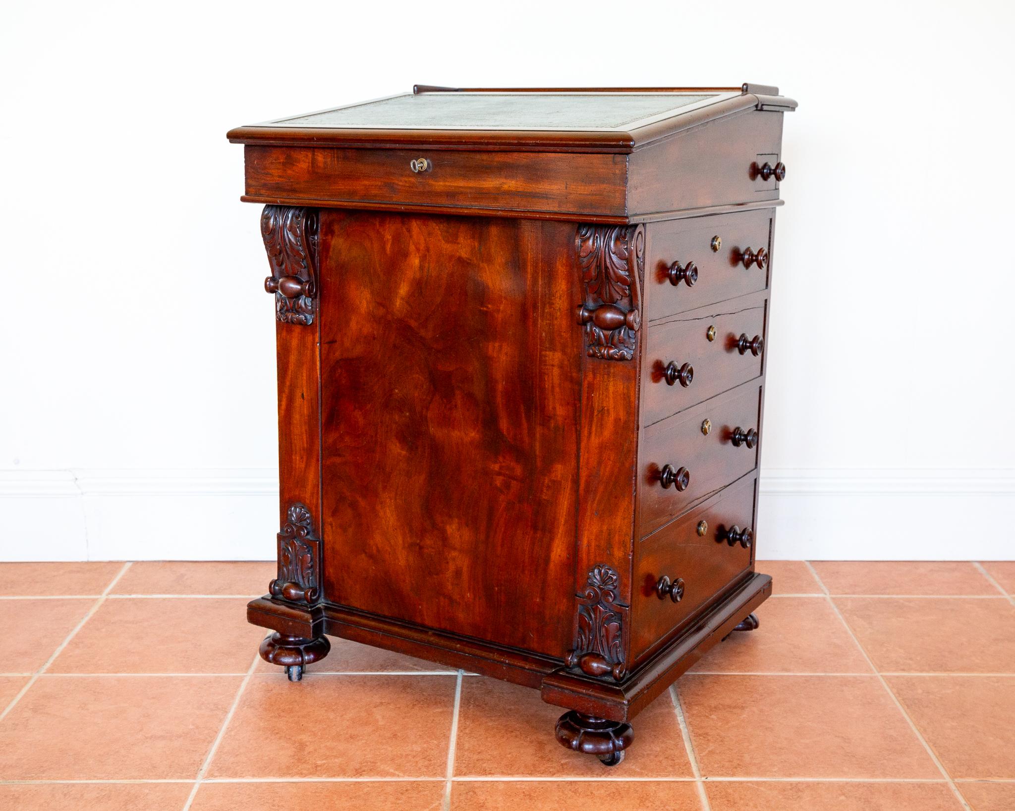 Regency Davenport Desk Flame Mahogany 1830s Georgian Freemans Fine Country House For Sale 2