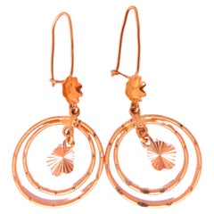 Regency Deco 21kt Gold Loop Circular Dangle Earring 12584