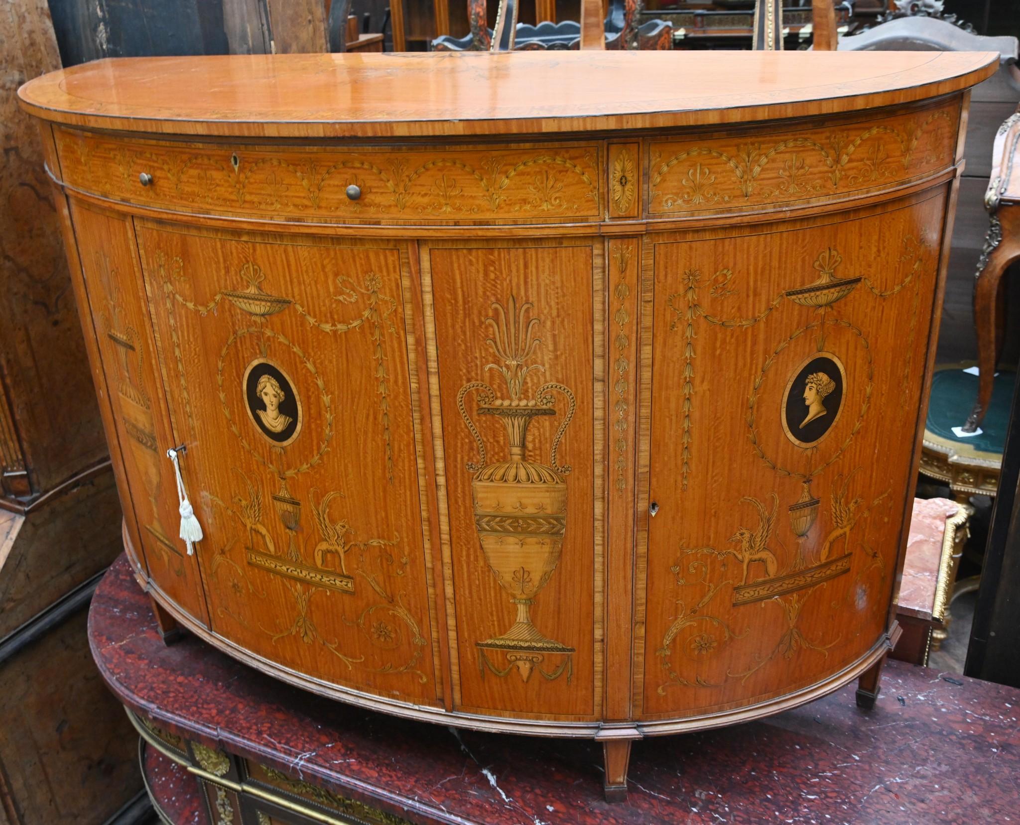 Cabinet Demi Lune Regency Classic Adams Satinwood en vente 12