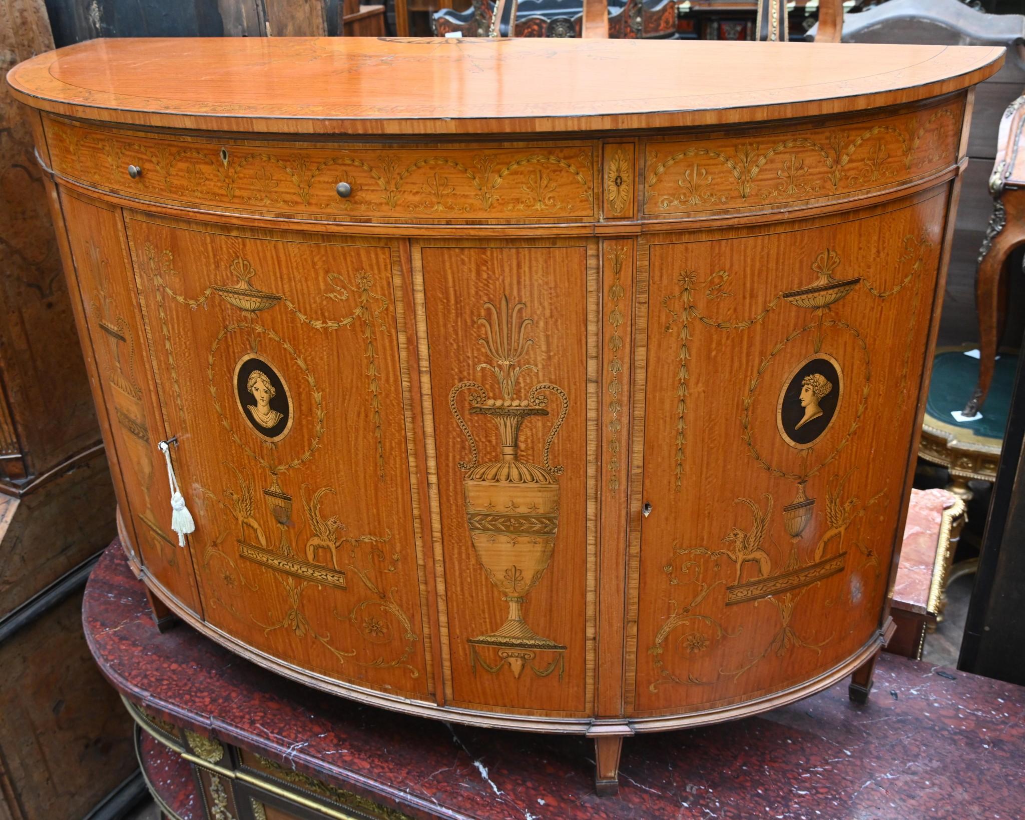 Cabinet Demi Lune Regency Classic Adams Satinwood en vente 15