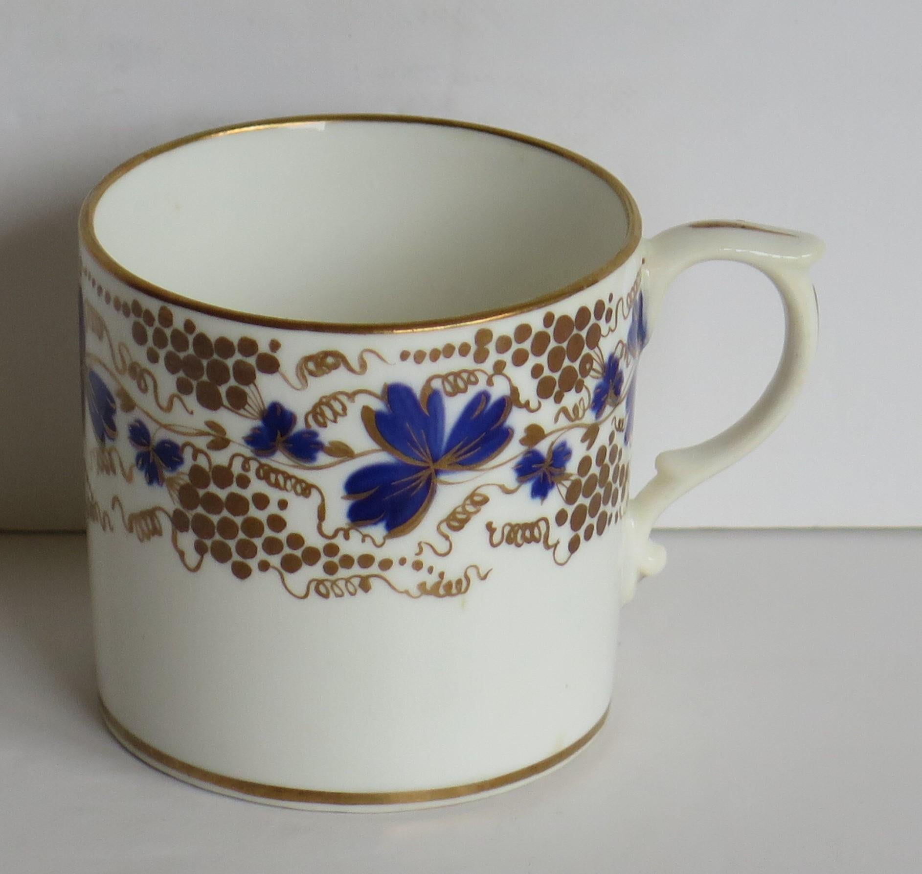 Hand-Painted Regency Derby Porcelain Coffee Can hand painted in Trailing Vine Patn, Ca 1825 For Sale