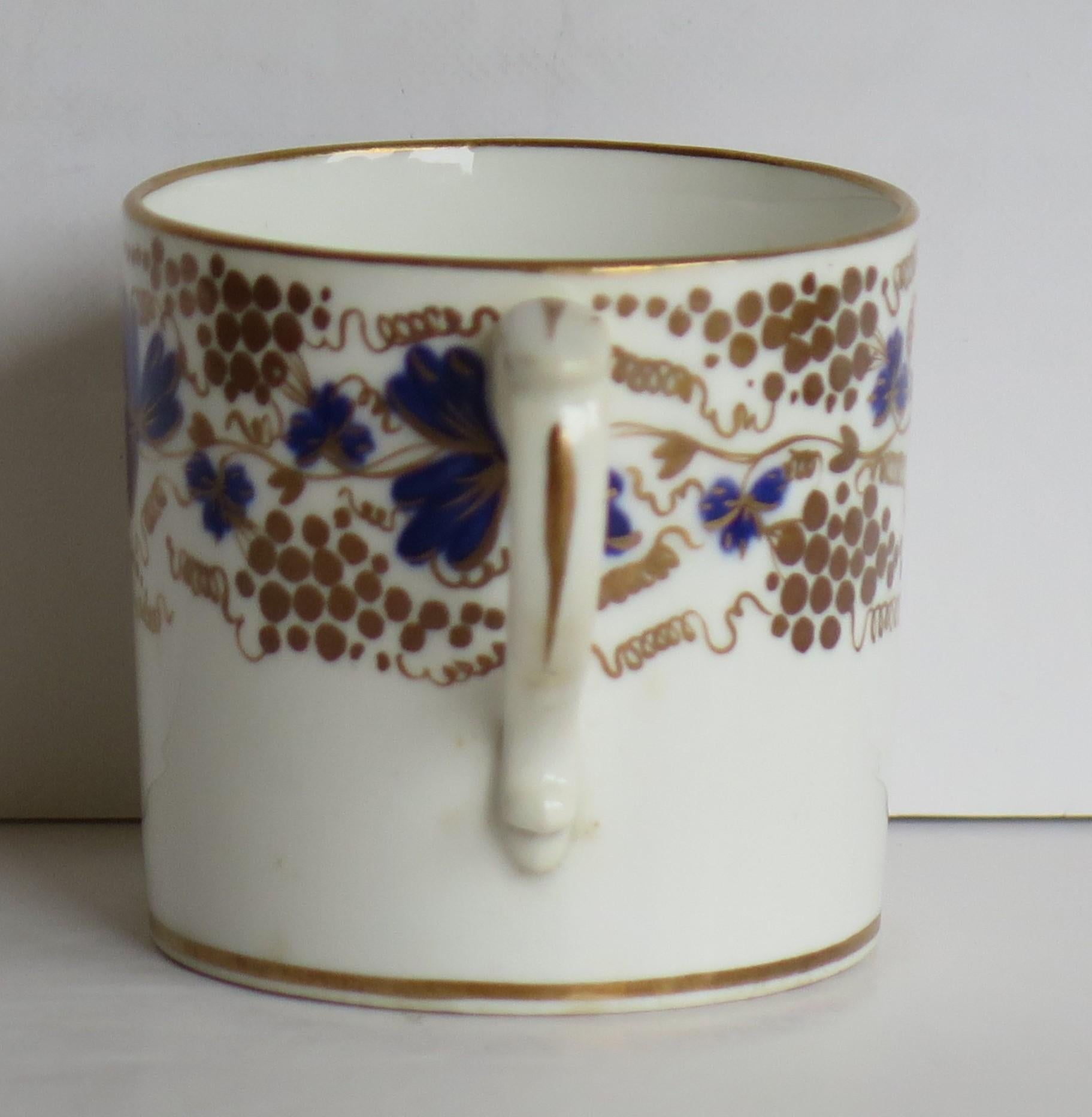 19th Century Regency Derby Porcelain Coffee Can hand painted in Trailing Vine Patn, Ca 1825 For Sale