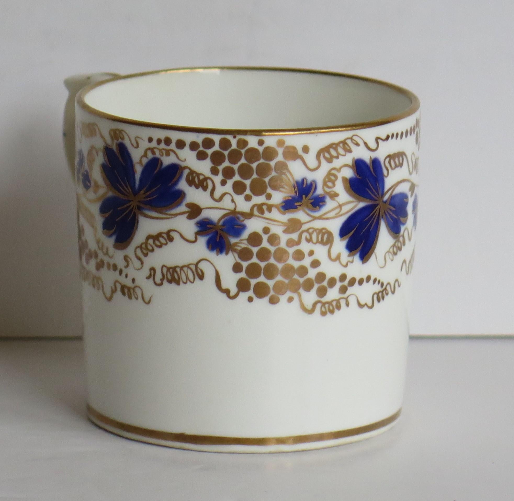 Regency Derby Porcelain Coffee Can hand painted in Trailing Vine Patn, Ca 1825 For Sale 1
