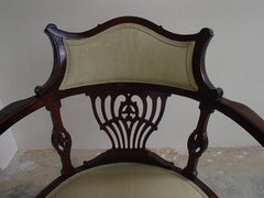 Regency Desk Armchair with Lite Green Silk Covered