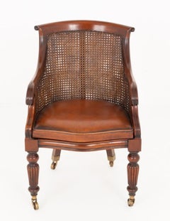 Regency Desk Chair Office Revival Seat Mahogany