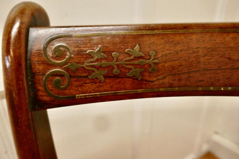 Regency Desk Chair with Brass Inlay Decoration For Sale at 1stDibs