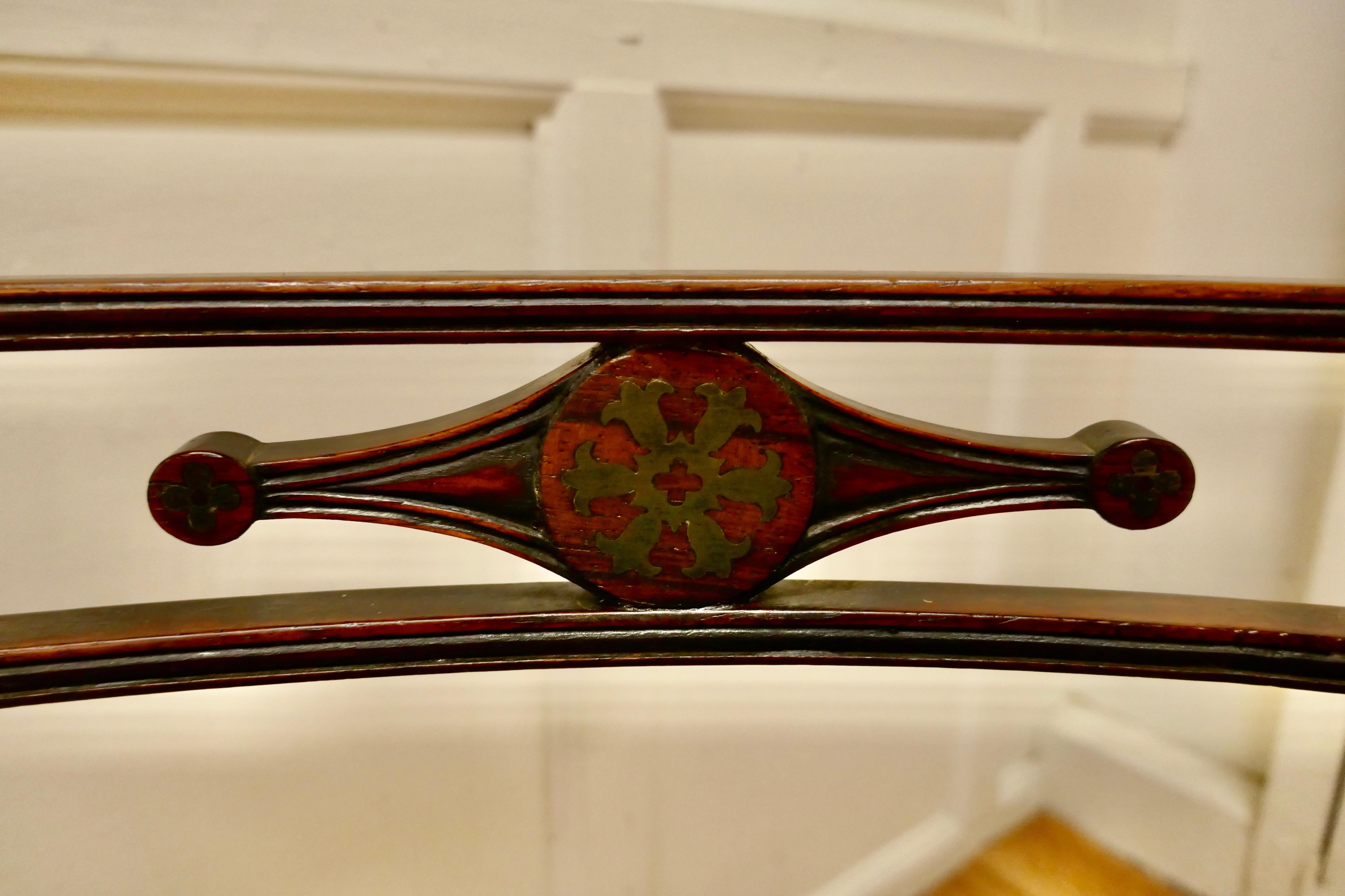 XIXe siècle Chaise de bureau Regency avec décoration en laiton incrusté en vente