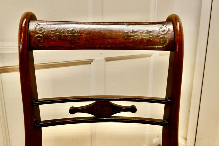 Regency Desk Chair with Brass Inlay Decoration For Sale at 1stDibs