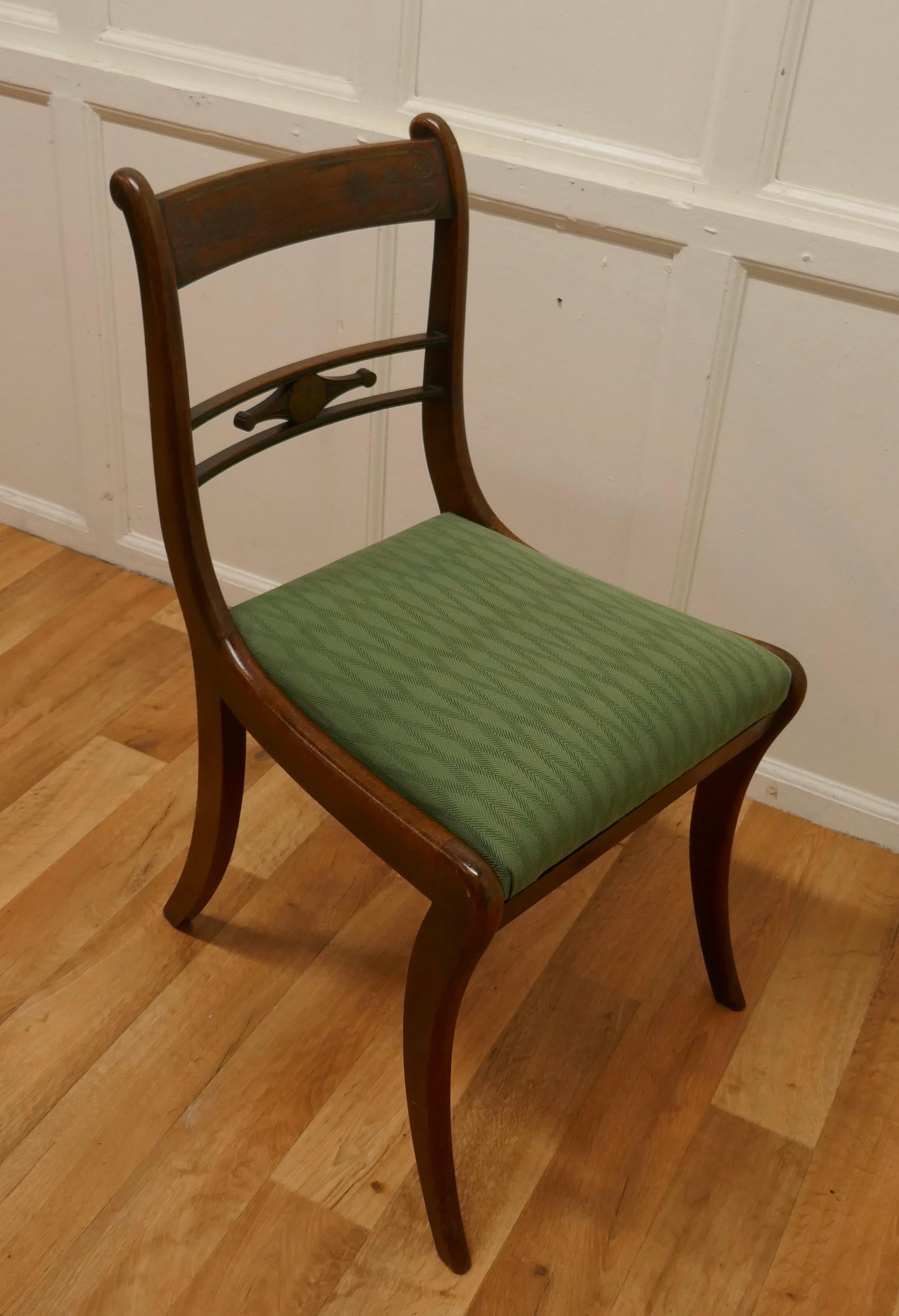 Regency Desk Chair with Brass Inlay Decoration For Sale 5