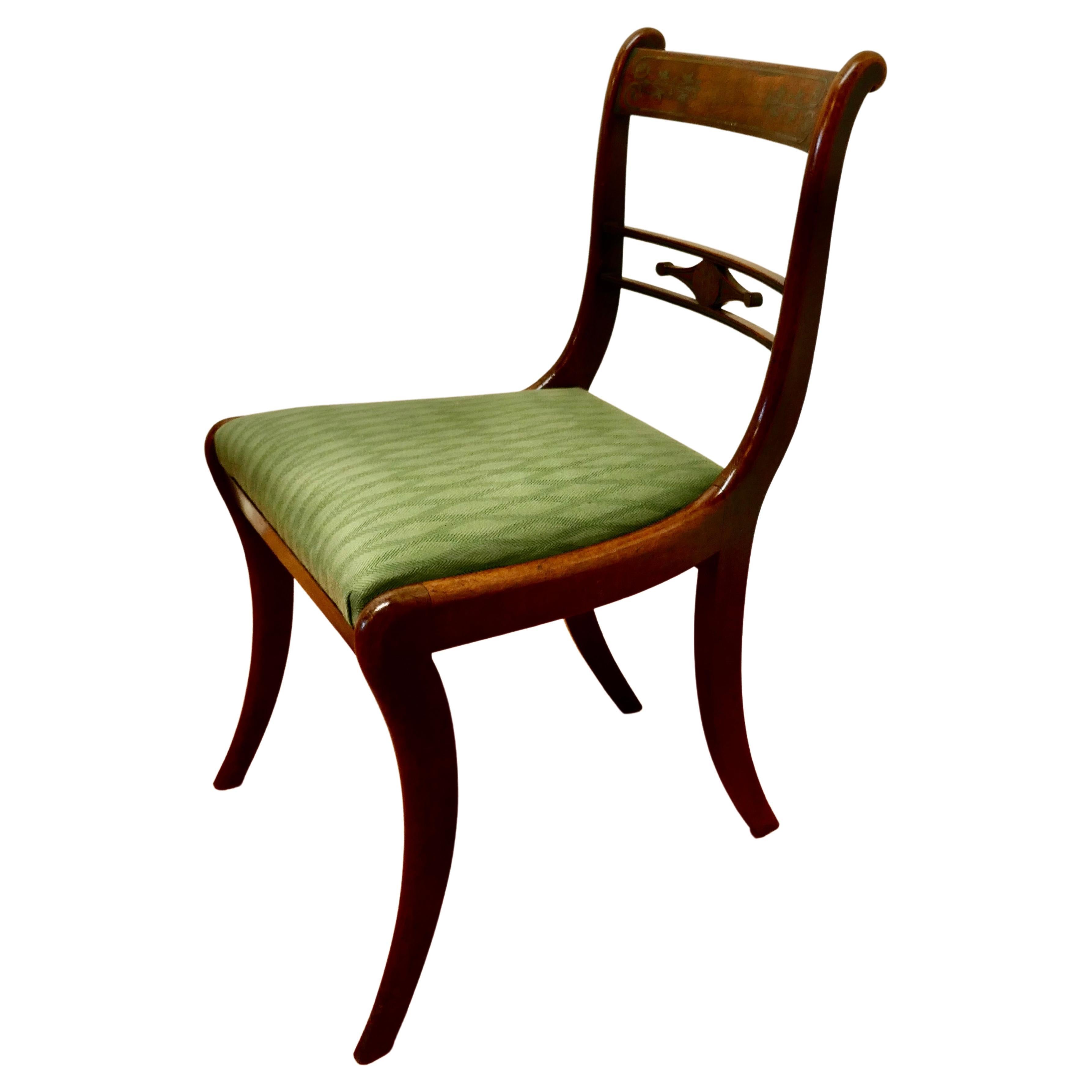 Regency Desk Chair with Brass Inlay Decoration For Sale