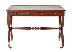 Regency Desk Table à écrire en acajou avec cadre en X