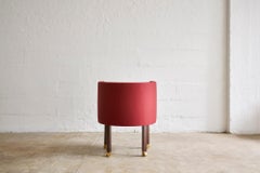 Regency Dining Chair by Billy Cotton in Burgundy Fabric, Walnut, and Brass