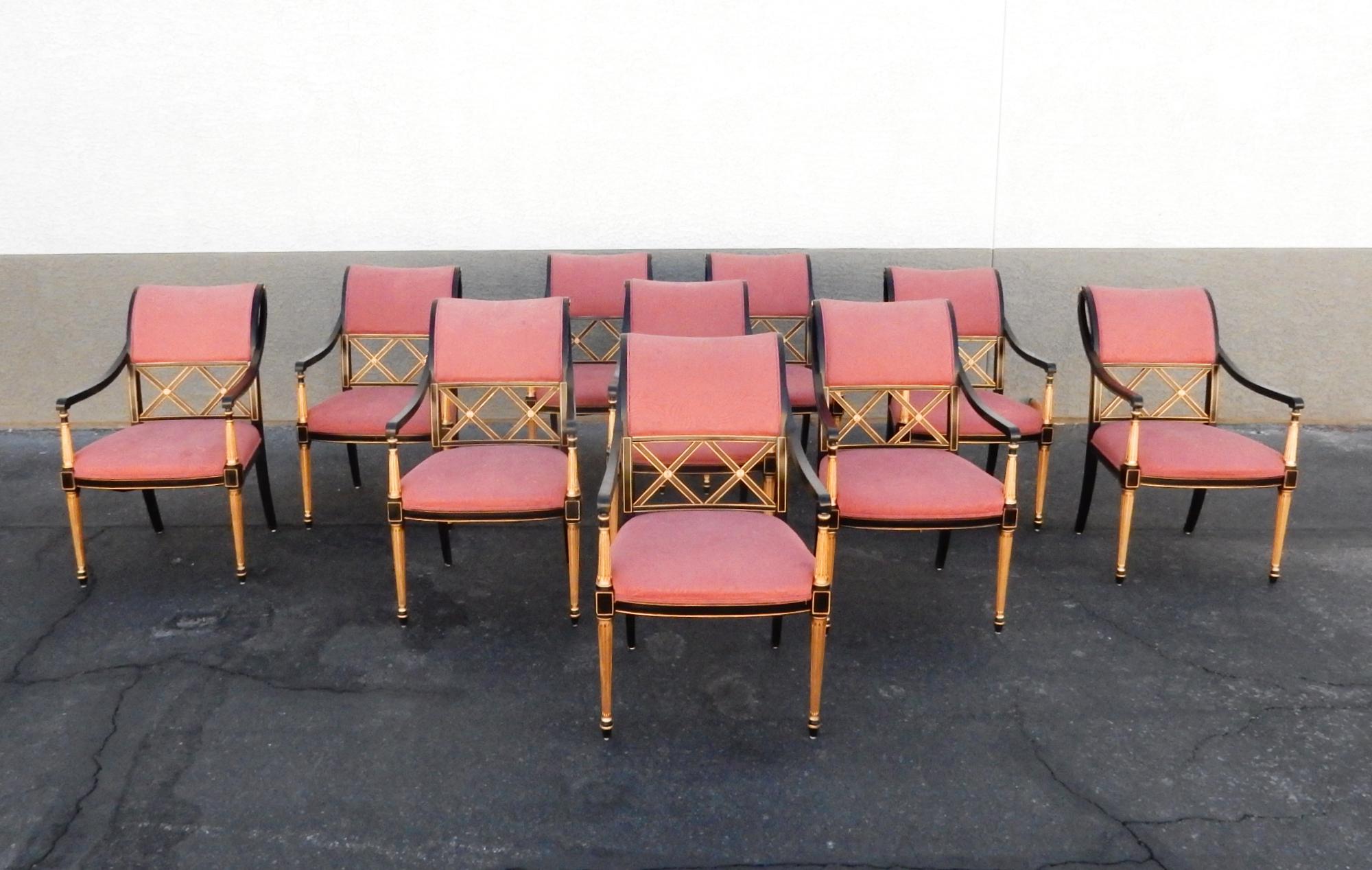 Regency Dining Chairs by Dorothy Draper Design for Henredon Set of 10 In Good Condition In Las Vegas, NV