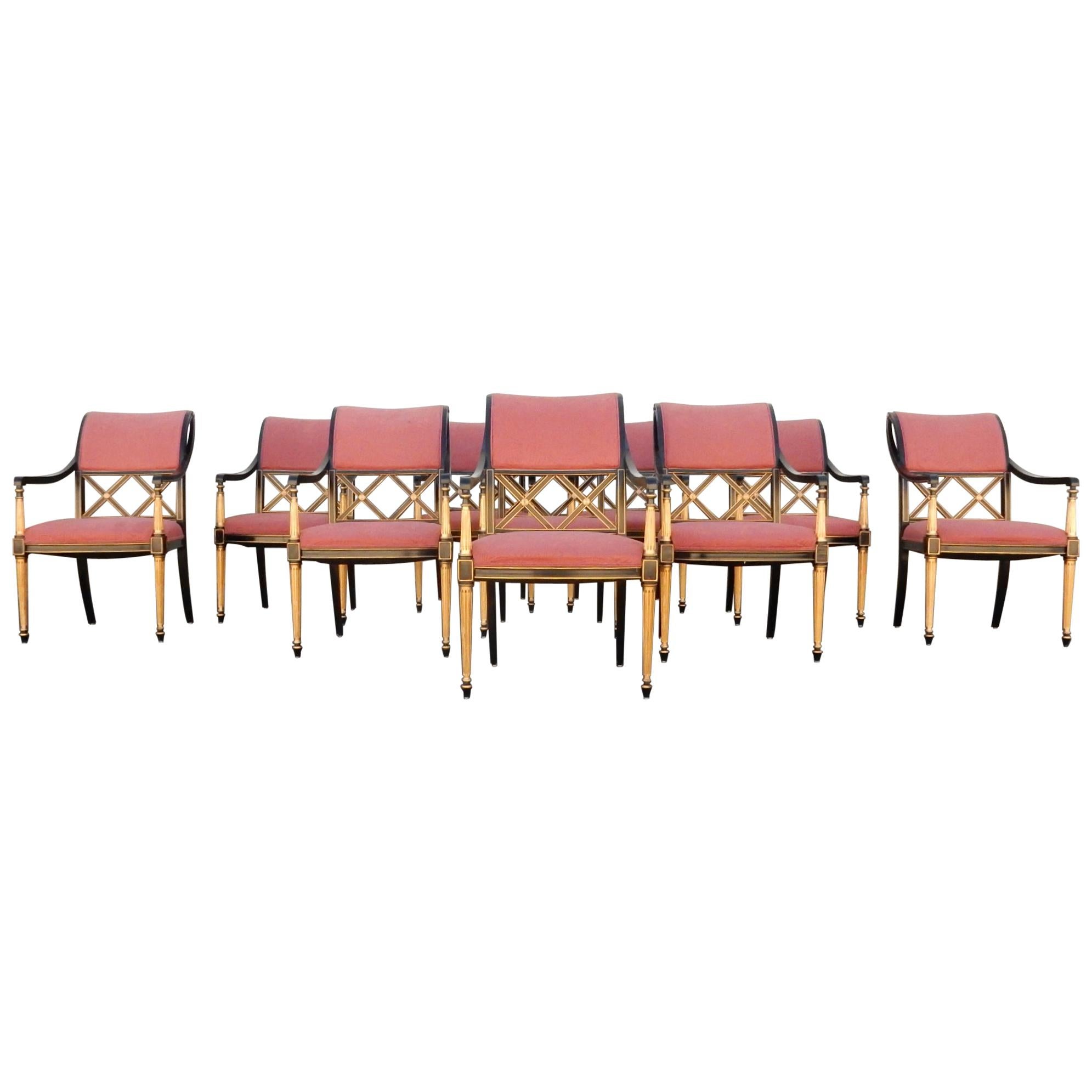 Regency Dining Chairs by Dorothy Draper Design for Henredon Set of 10