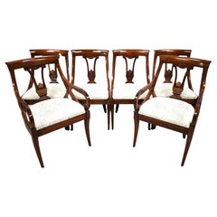 Retro Regency Dining Chairs Solid Walnut by John Stuart, Set of 6