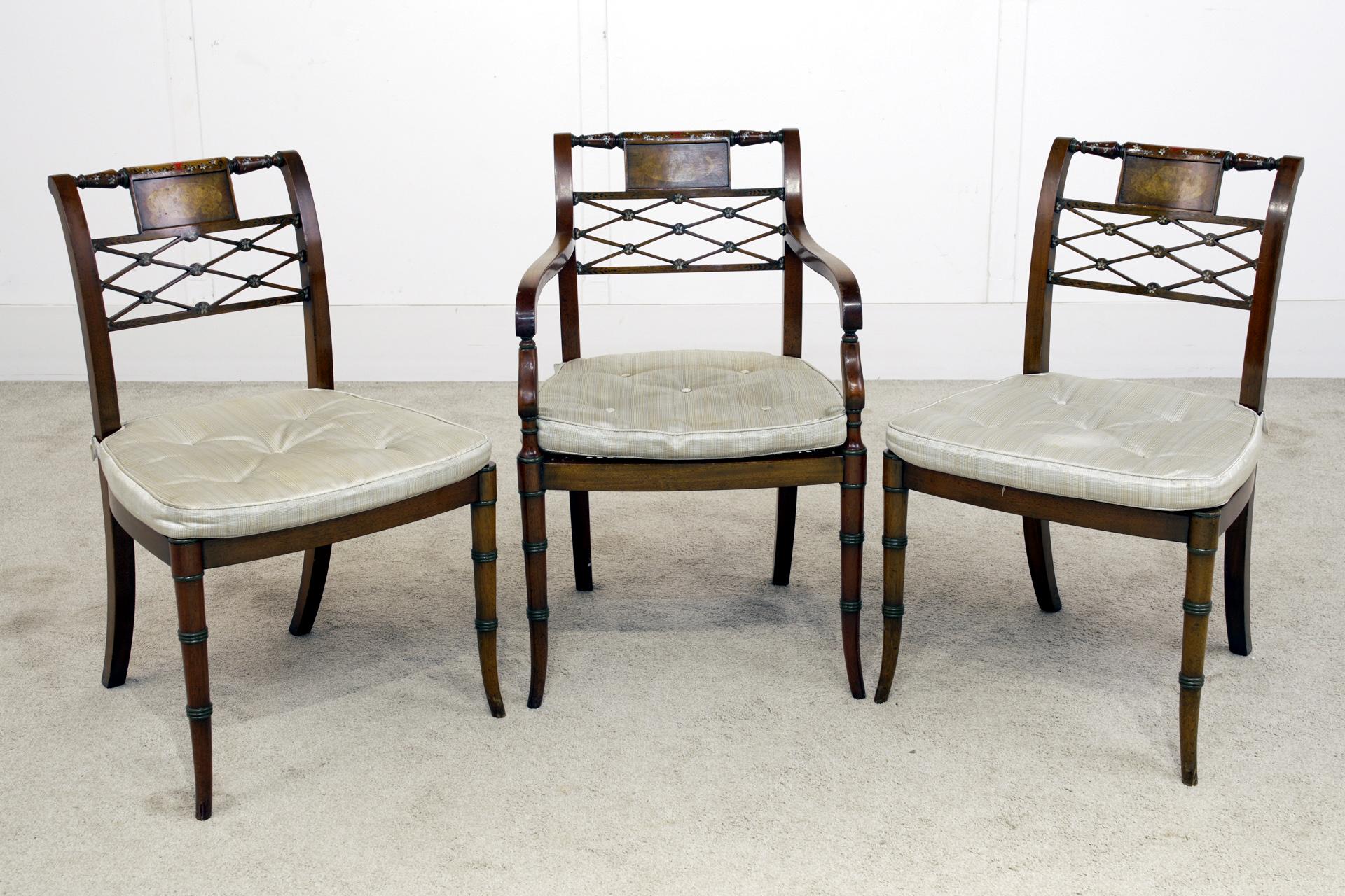 Regency Dining Set Pedestal Table and 8 Chairs Mahogany in vendita 1