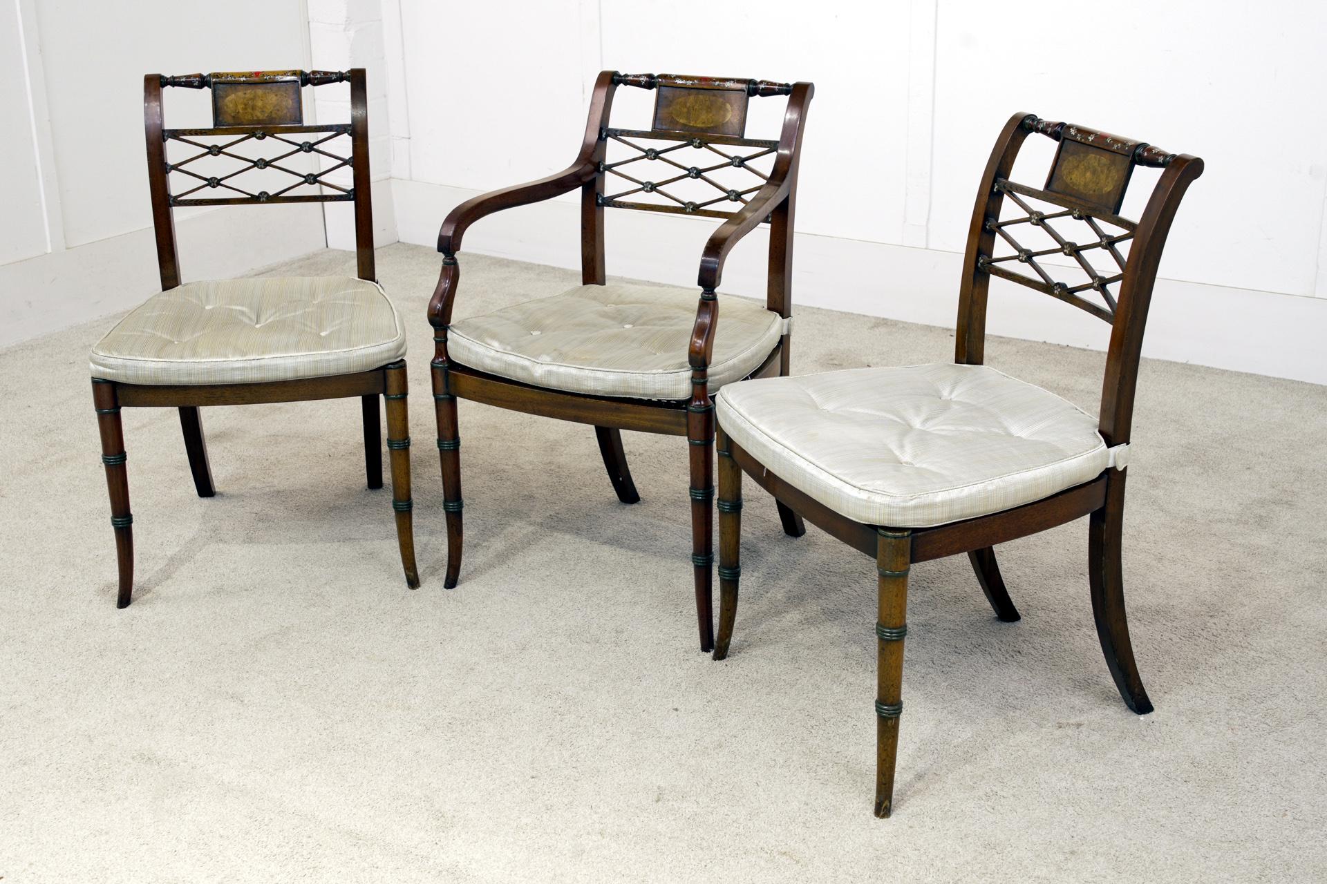 Regency Dining Set Pedestal Table and 8 Chairs Mahogany in vendita 2