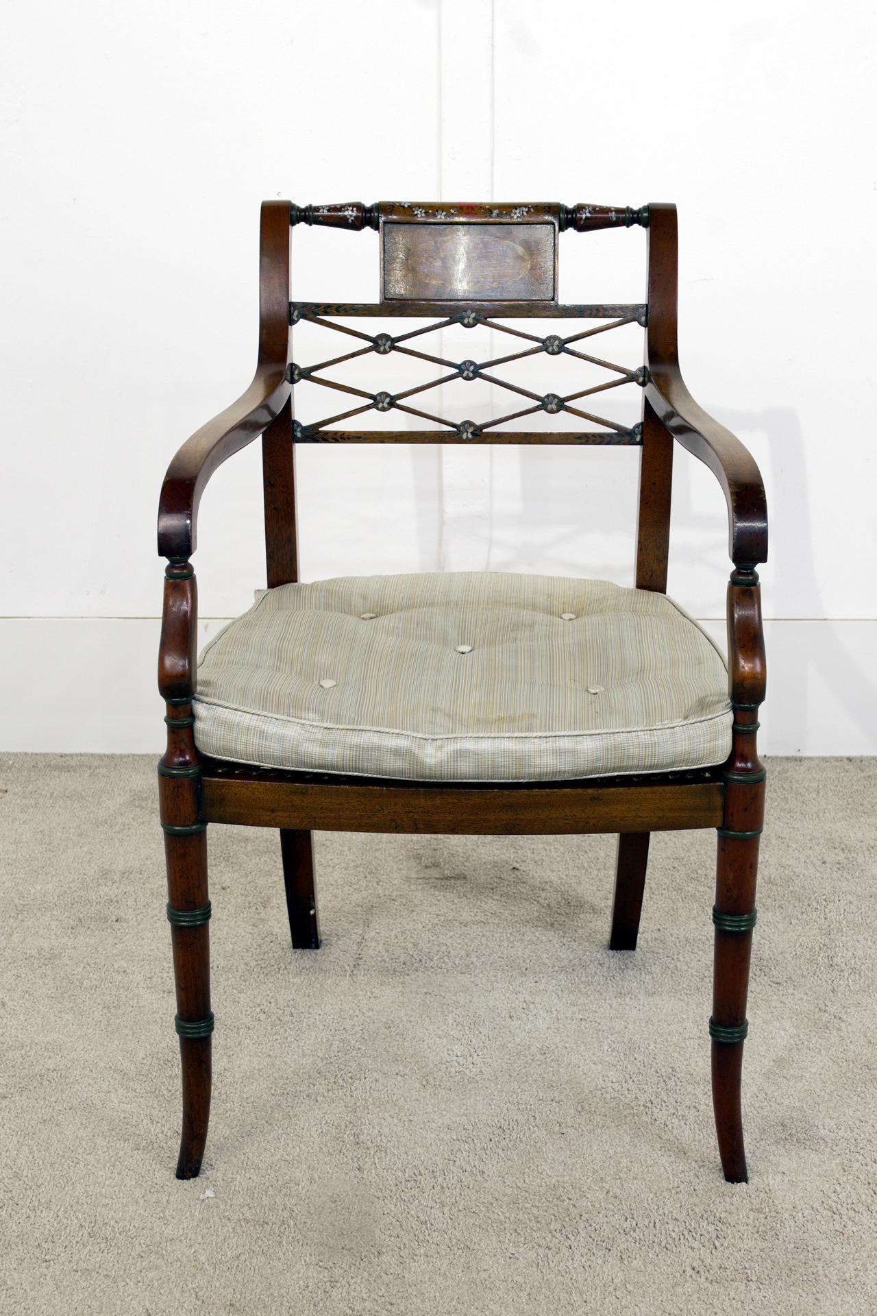 Regency Dining Set Pedestal Table and 8 Chairs Mahogany in vendita 3