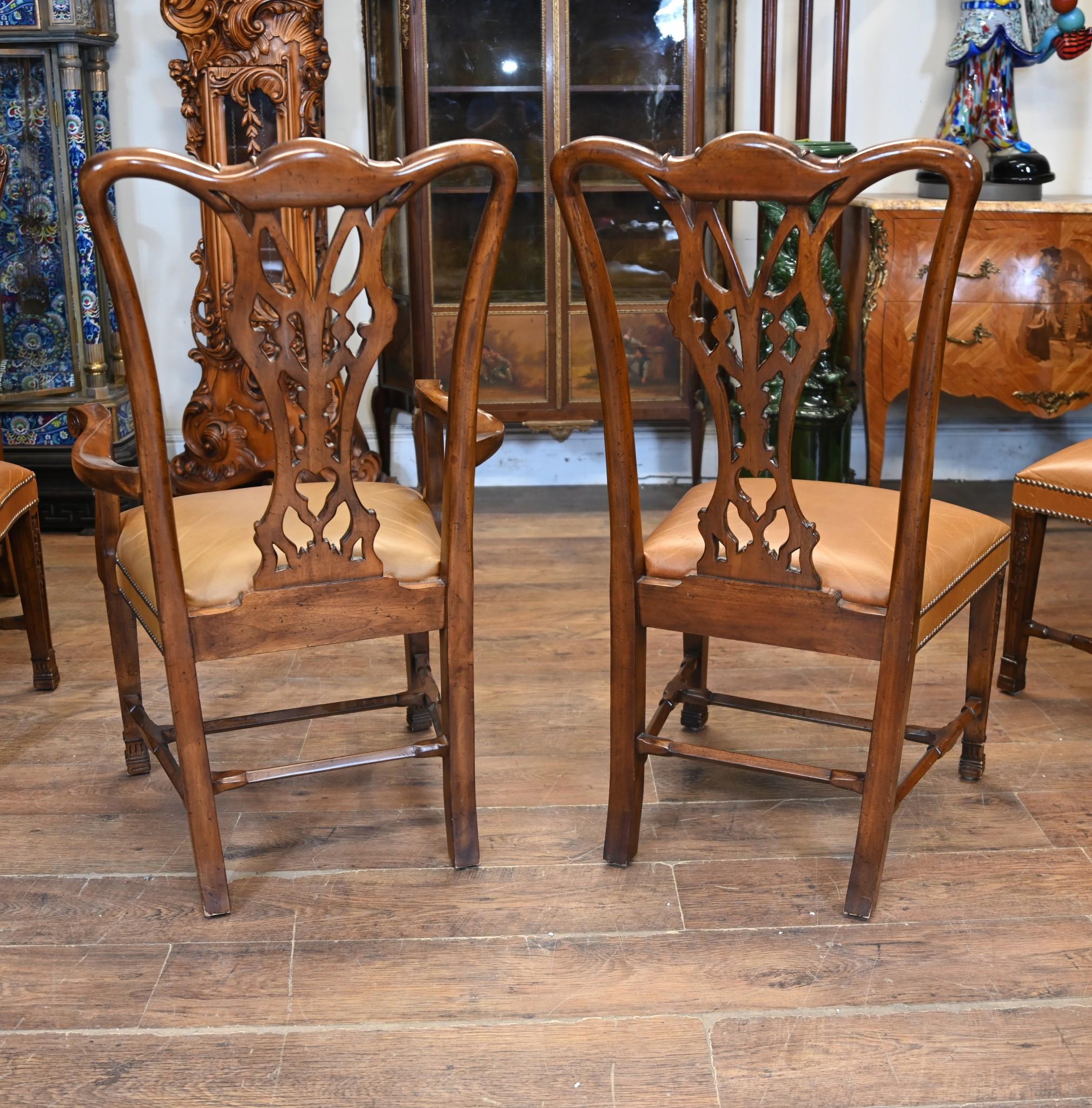 Regency Dining Set Pedestal Table and Chippendale Chairs 7