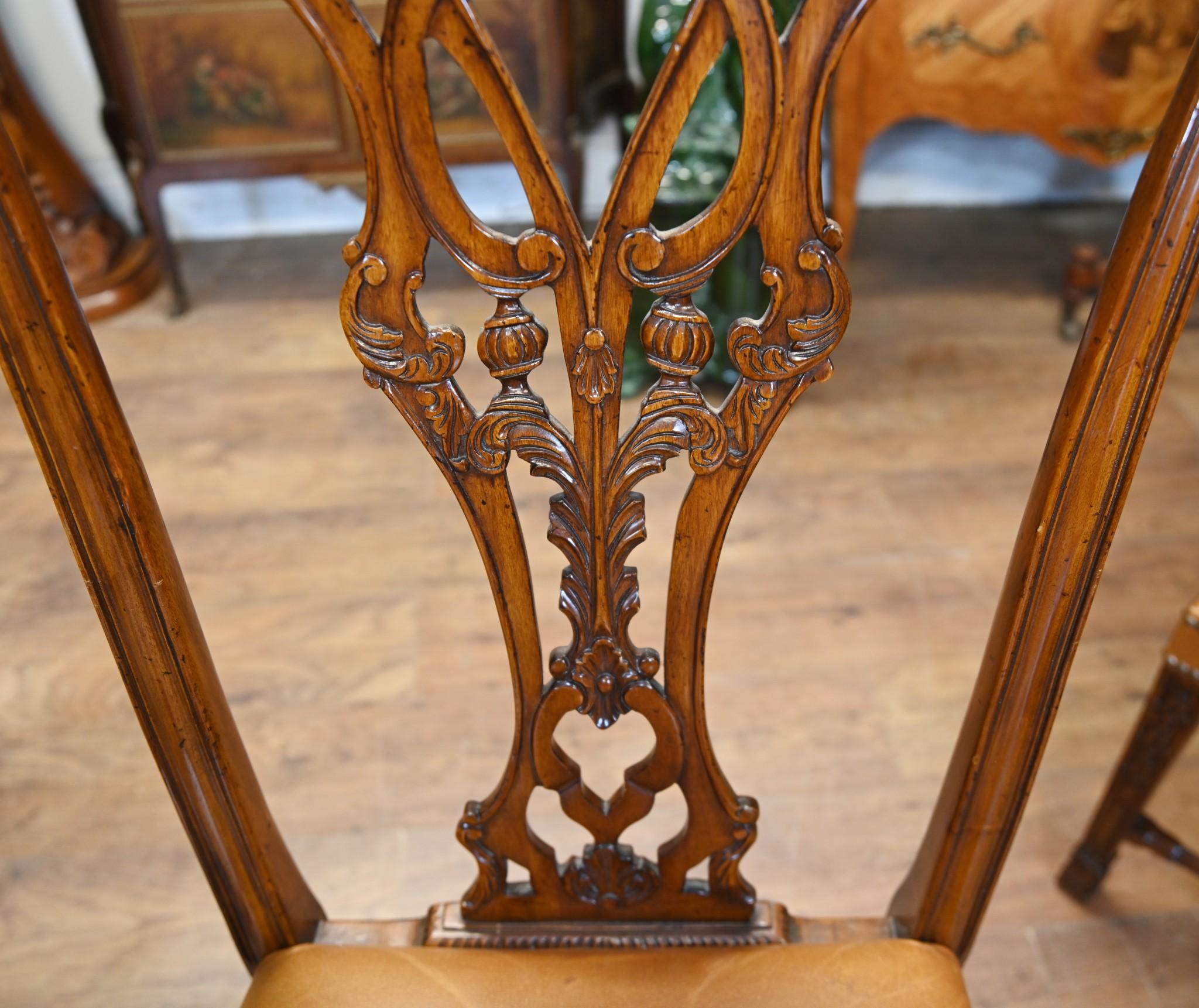 Regency Dining Set Pedestal Table and Chippendale Chairs 8