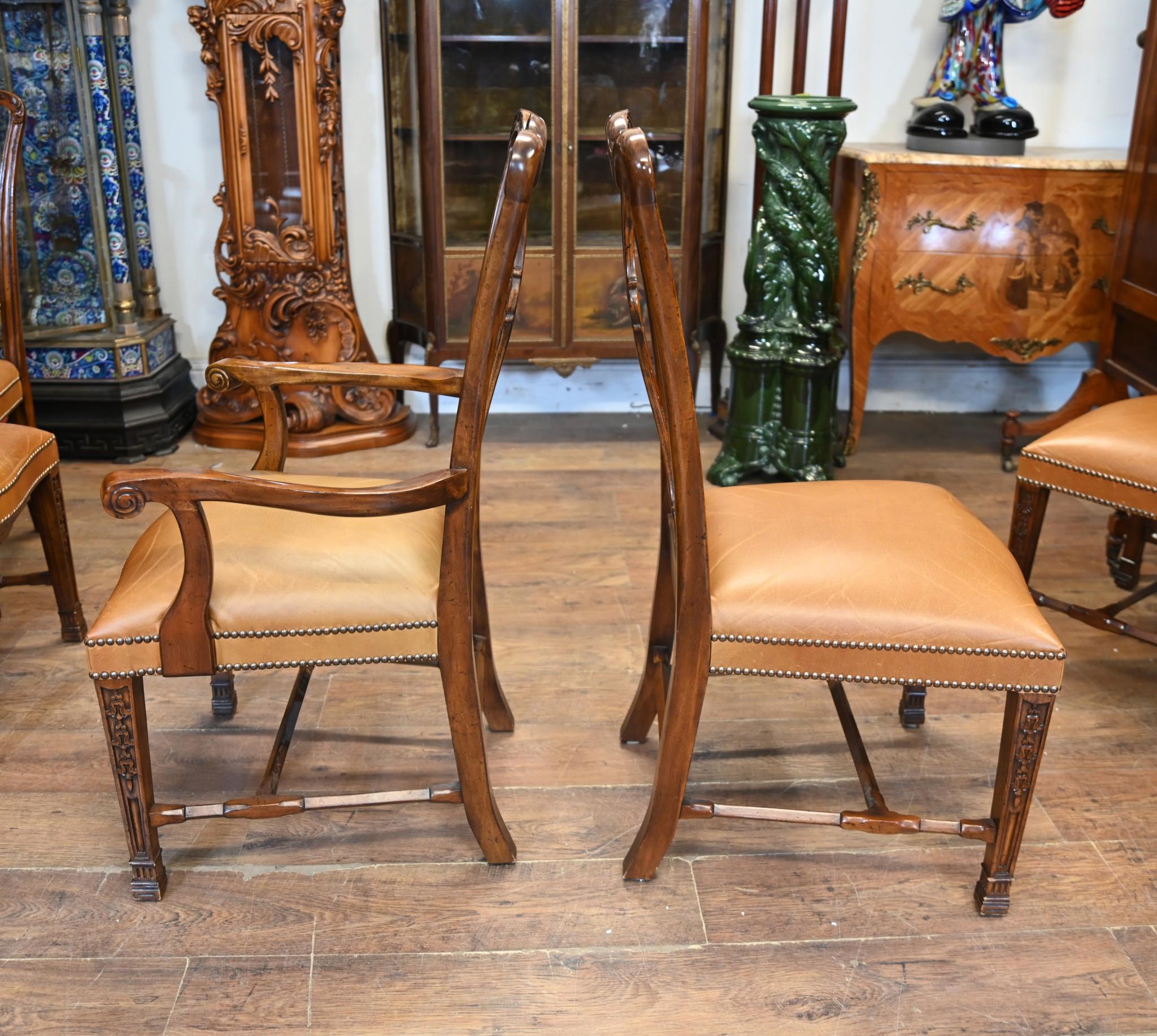 Regency Dining Set Pedestal Table and Chippendale Chairs 9