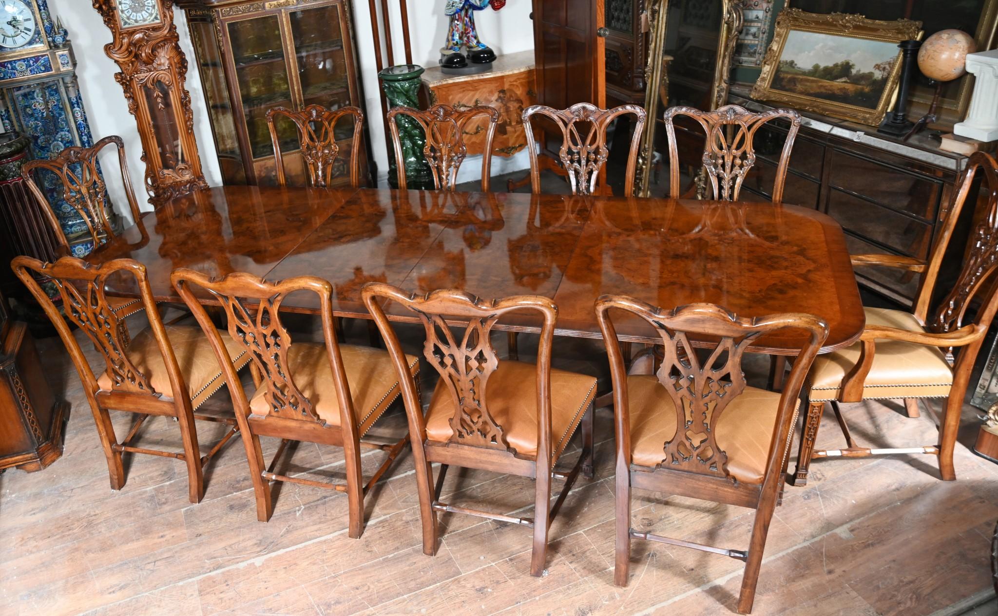 Regency Dining Set Pedestal Table and Chippendale Chairs 13