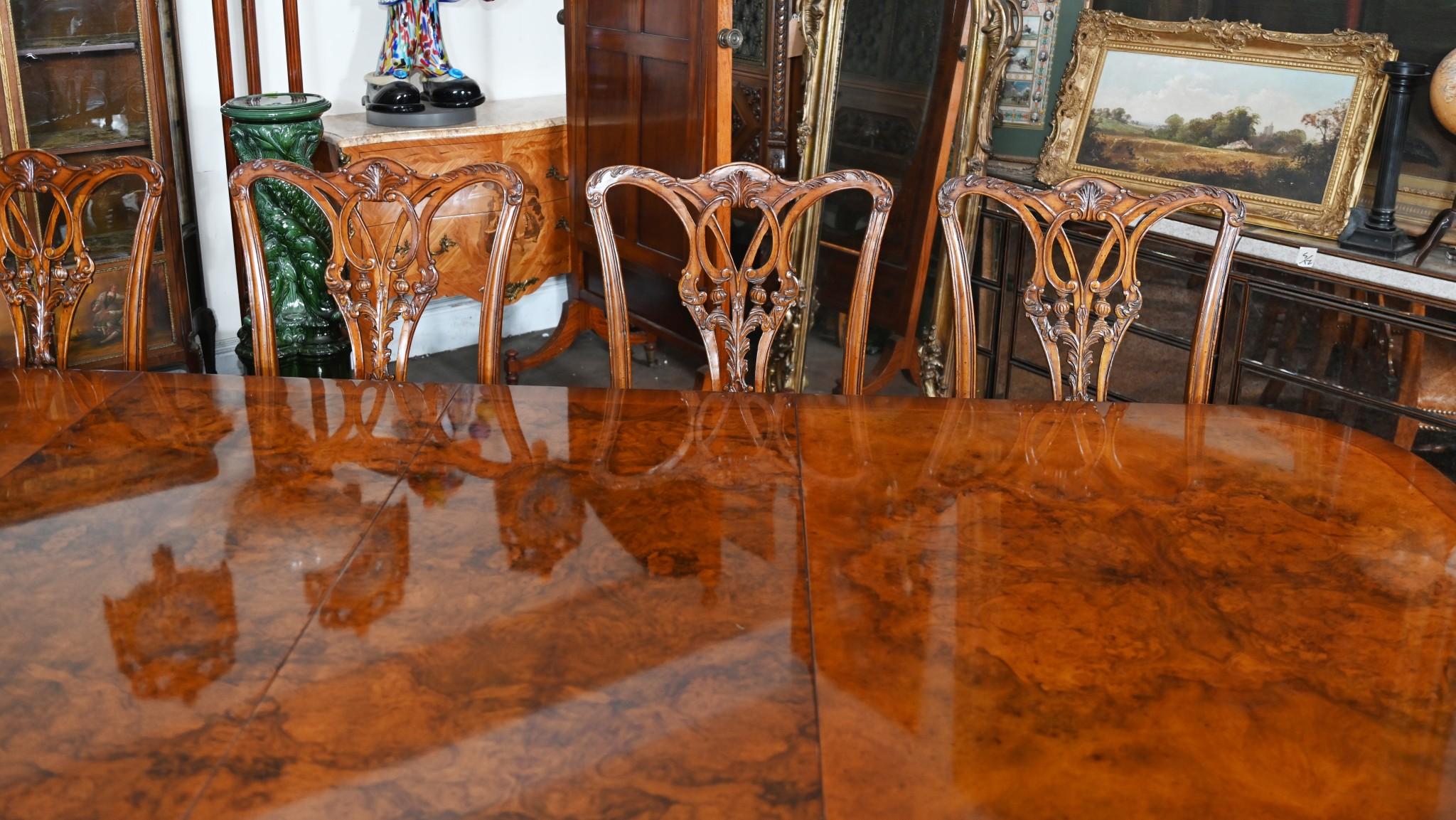 Regency Dining Set Pedestal Table and Chippendale Chairs 2