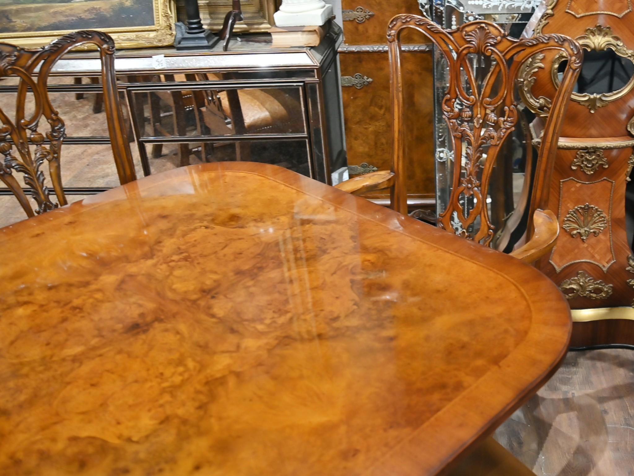 Regency Dining Set Pedestal Table and Chippendale Chairs 3