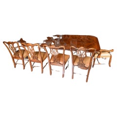 Regency Dining Set Pedestal Table and Chippendale Chairs