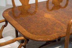 Regency Dining Set Pedestal Table and Queen Anne Chairs Walnut