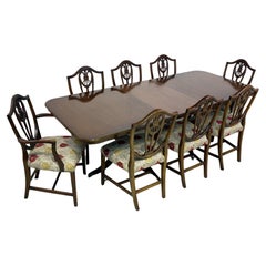 Regency Dining Table and 8 Hepplewhite Chairs Set Extending Retro Regency Dining Table and 8 Hepplewhite Chairs Set Extending