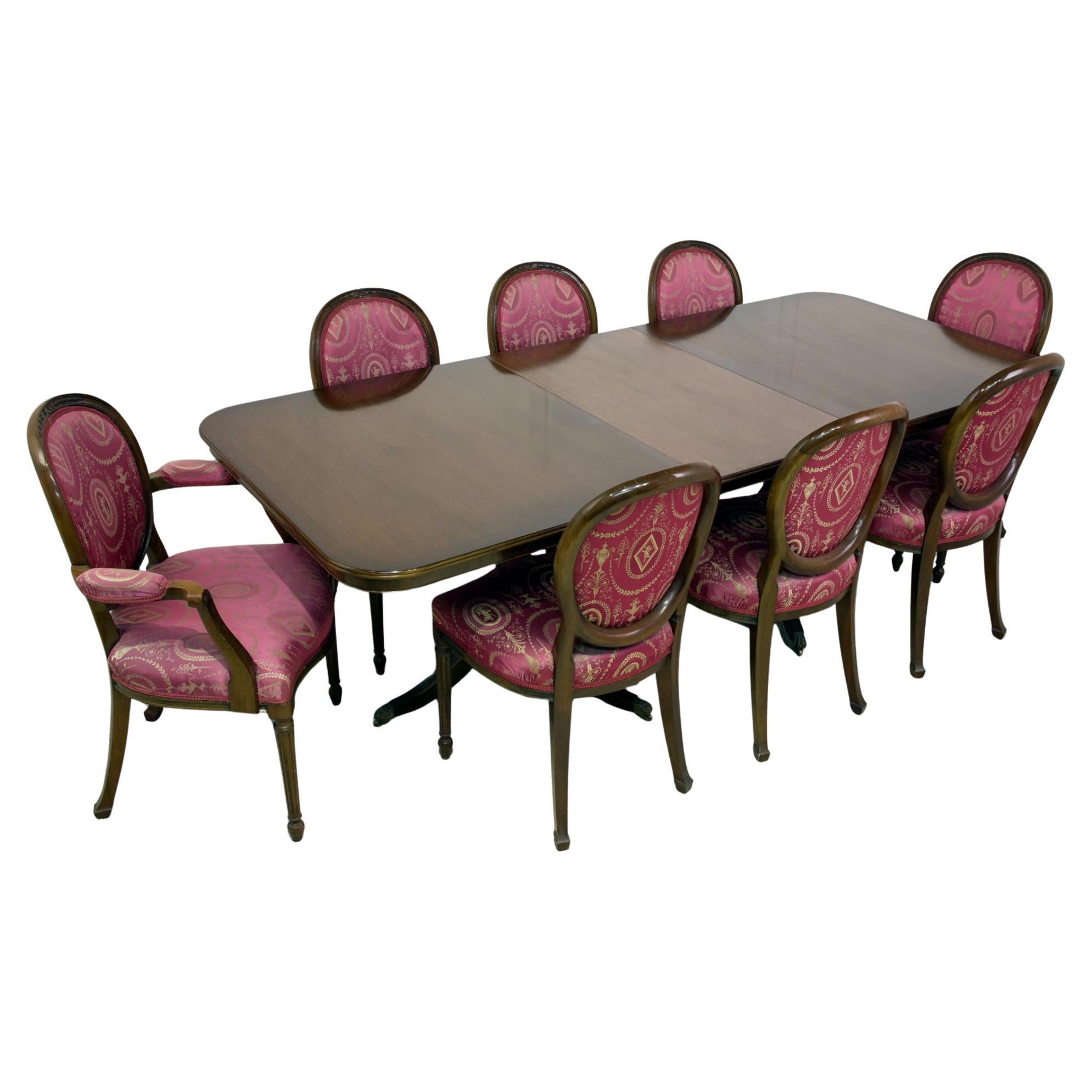Regency Dining Table and Matching Chairs Suite Mahogany 8 Seater For Sale