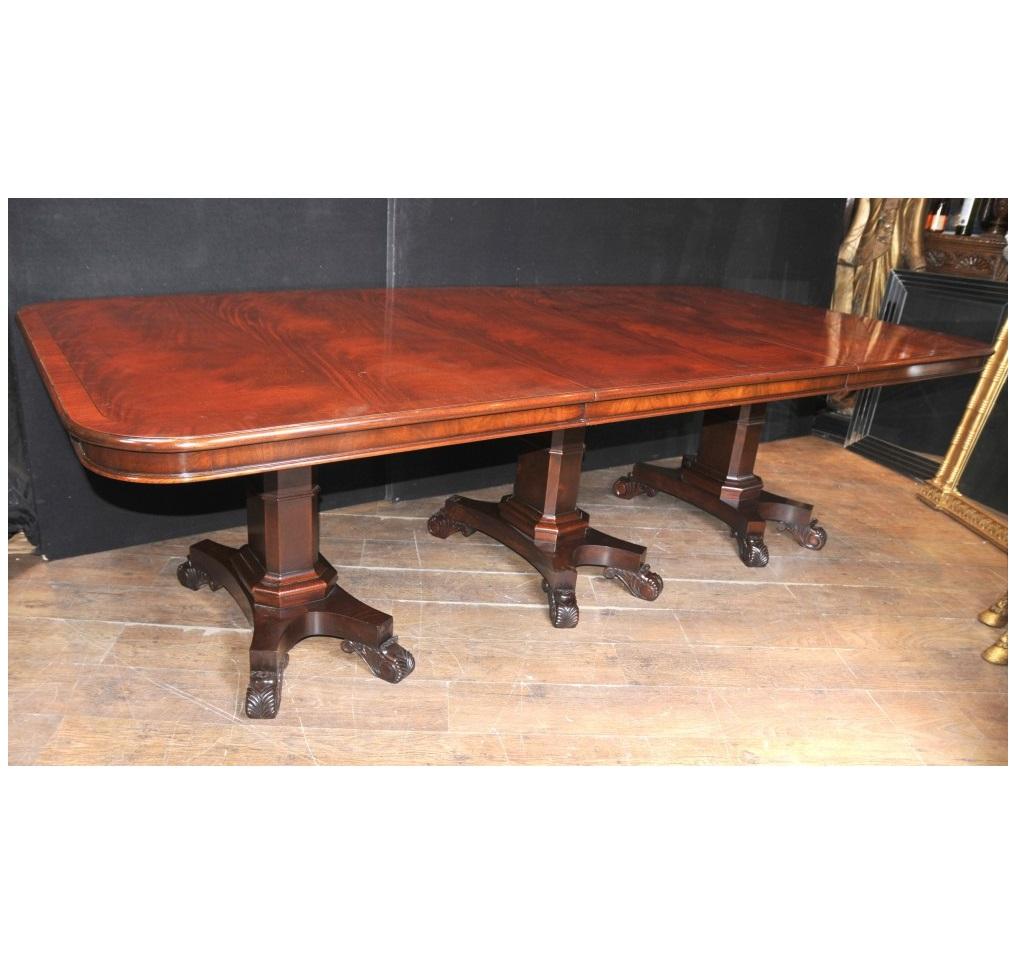 Early 18th Century Regency Dining Table Mahogany Triple Pedestal Manner George Bullock For Sale