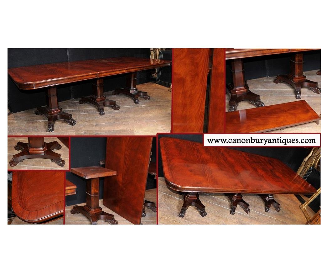 Regency Dining Table Mahogany Triple Pedestal Manner George Bullock For Sale