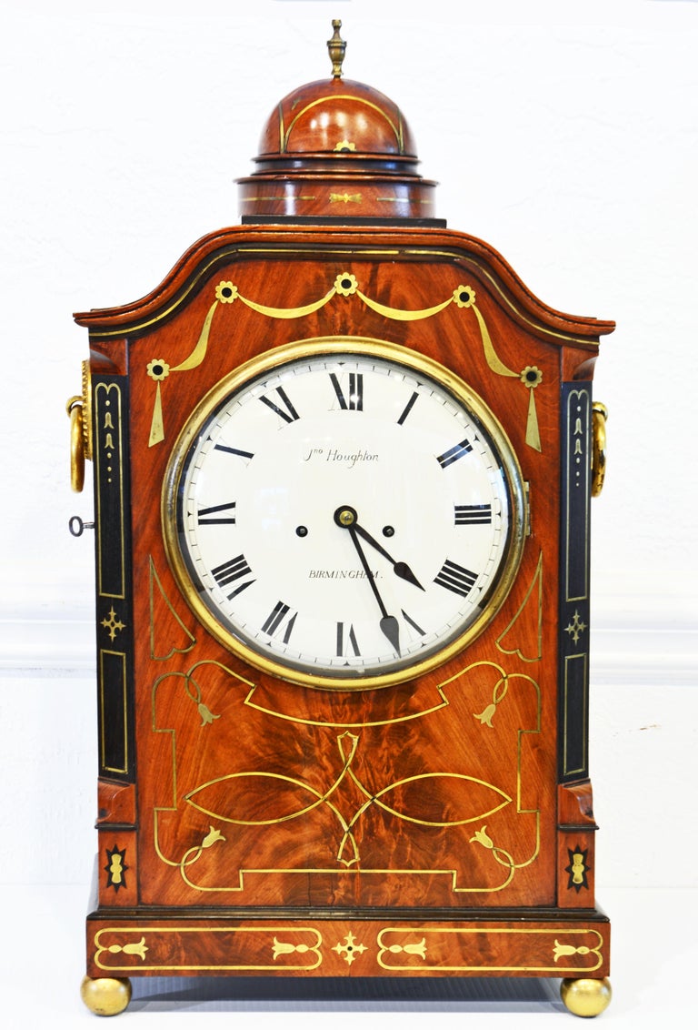 Regency Domed and Brass Inlaid Mantel Clock by Houghton Birmingham ...
