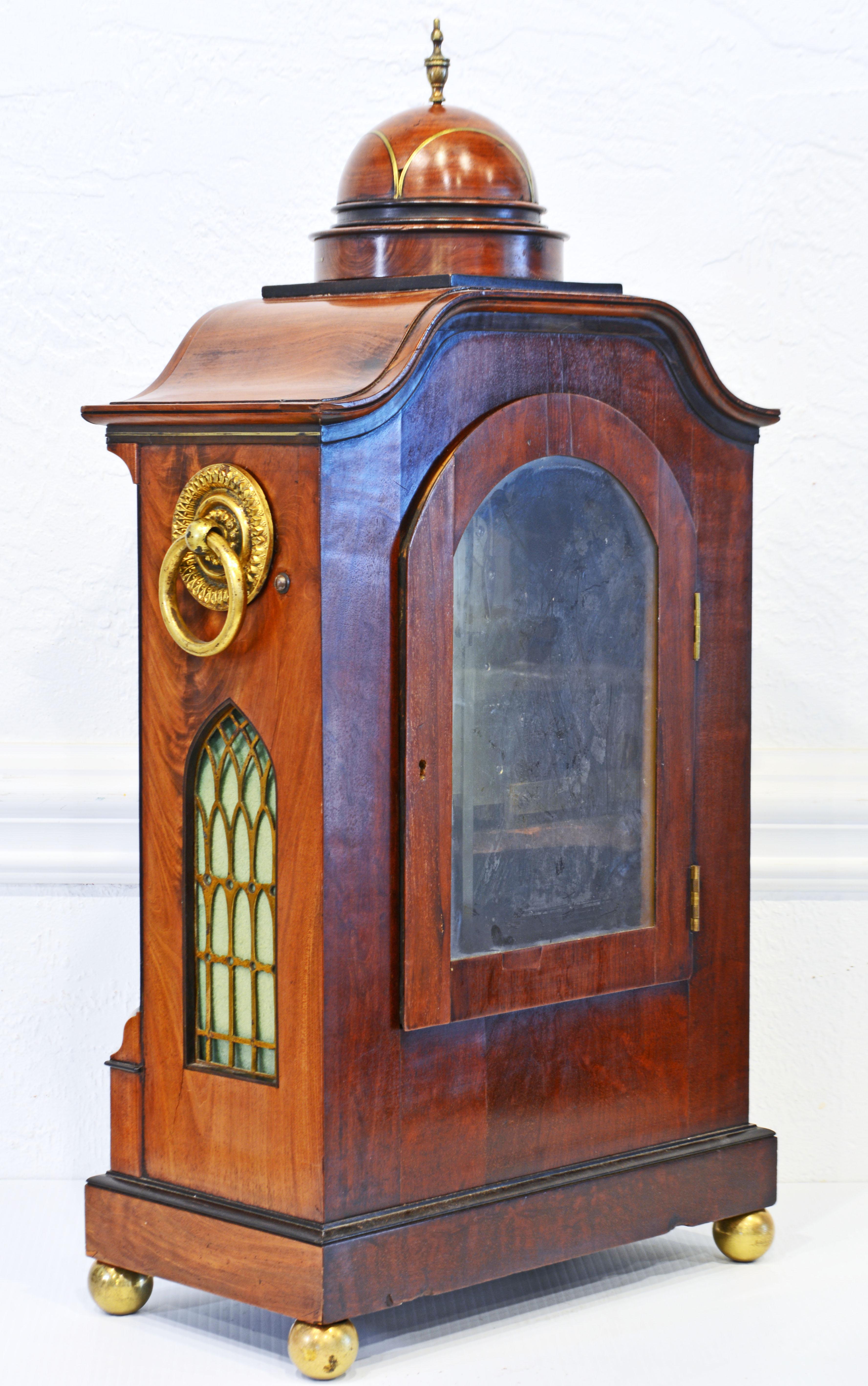 Regency Domed and Brass Inlaid Mantel Clock by Houghton Birmingham, Circa 1830 In Good Condition In Ft. Lauderdale, FL
