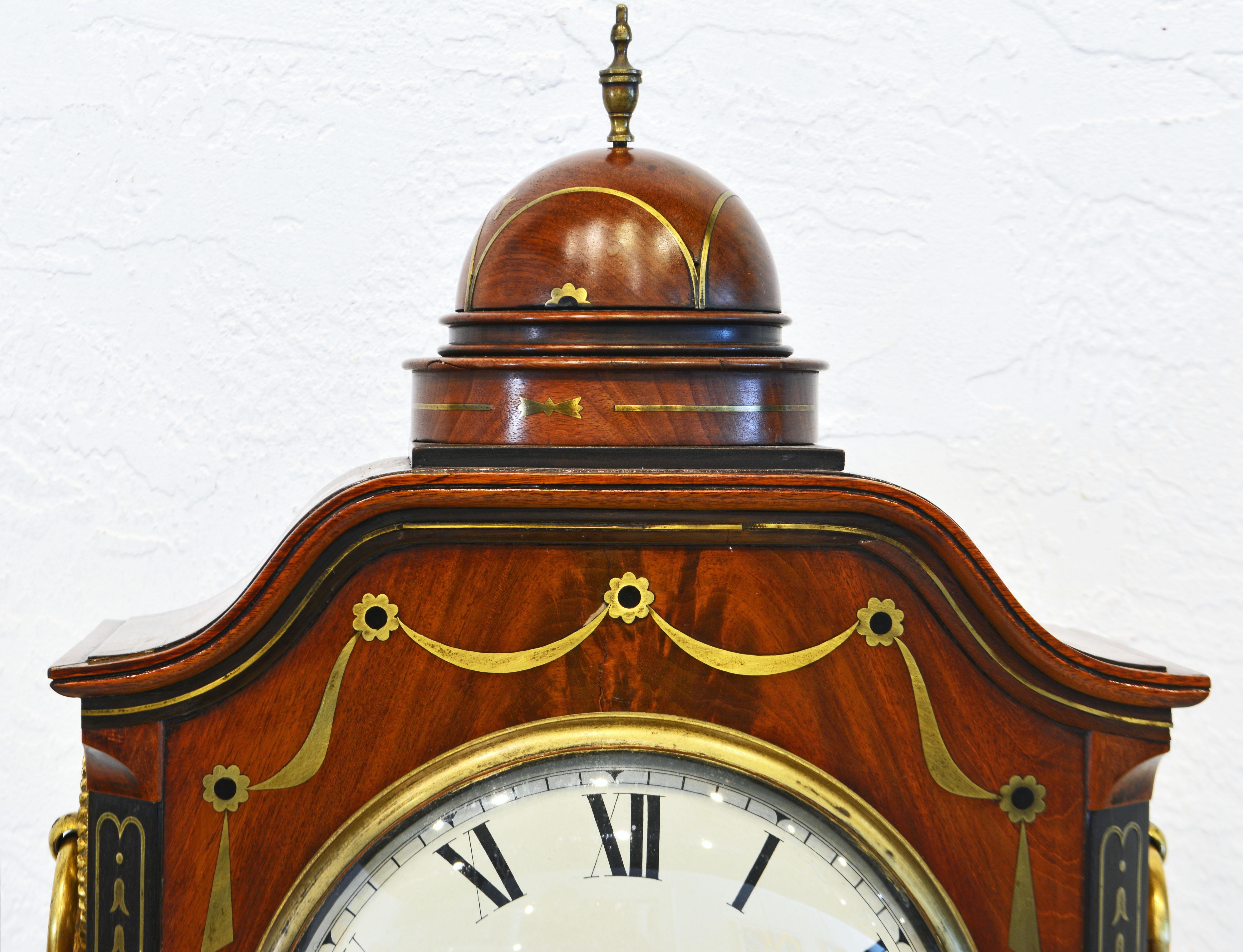 Regency Domed and Brass Inlaid Mantel Clock by Houghton Birmingham, Circa 1830 2