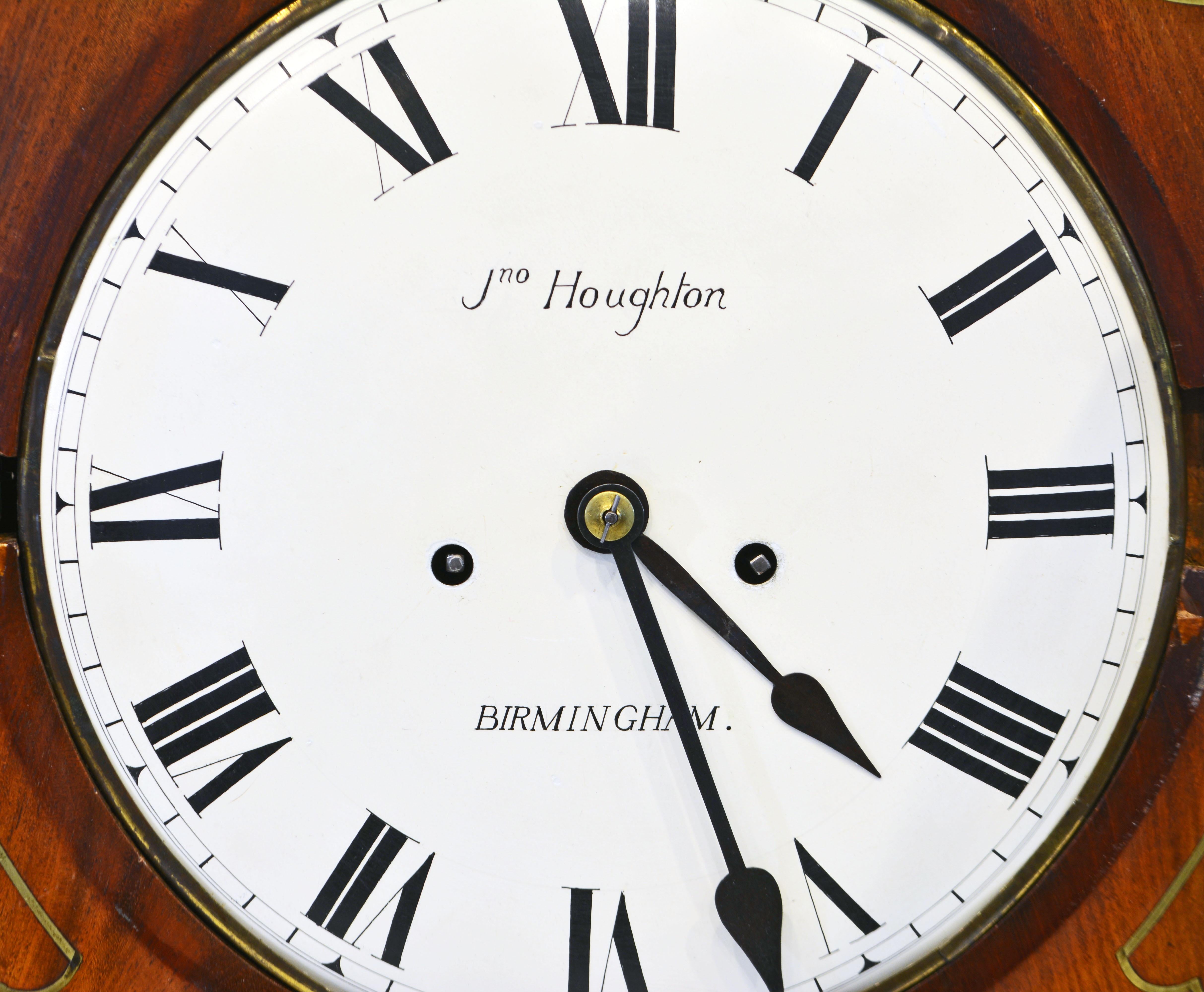 Regency Domed and Brass Inlaid Mantel Clock by Houghton Birmingham, Circa 1830 4